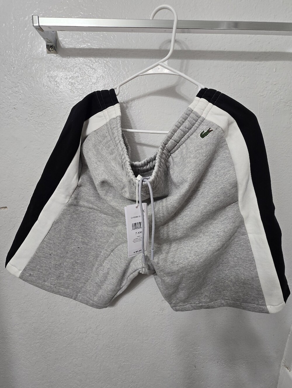 Lacoste Grey Colorblock Shorts with Black & White Panels